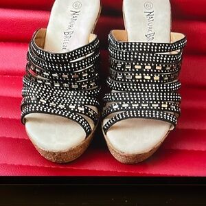 Naturalizer Black Mules with Elegant Beading